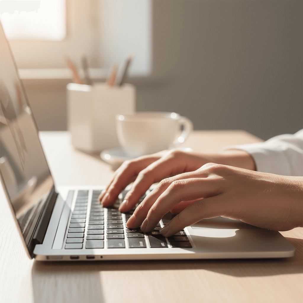 IT consultant working on laptop